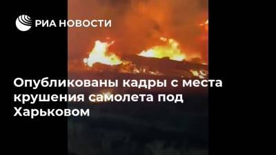 Опубликованы кадры с места крушения самолета под Харьковом