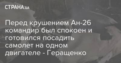 Перед крушением Ан-26 командир был спокоен и готовился посадить самолет на одном двигателе - Геращенко