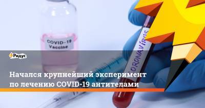 Начался крупнейший эксперимент по лечению COVID-19 антителами