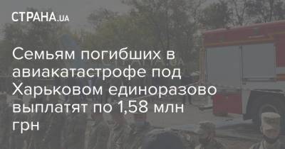 Семьям погибших в авиакатастрофе под Харьковом единоразово выплатят по 1,58 млн грн