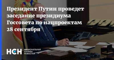 Президент Путин проведет заседание президиума Госсовета по нацпроектам 28 сентября