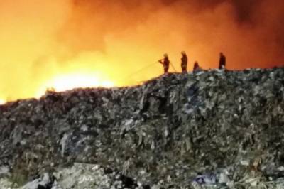 В Житомире спасатели сутки борются с масштабным пожаром на мусорной свалке (фото)