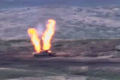 Минобороны Армении опубликовало устрашающее видео уничтожения азербайджанской бронетехники