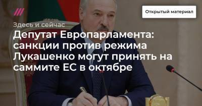 Депутат Европарламента: санкции против режима Лукашенко могут принять на саммите ЕС в октябре