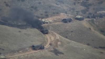 Армянские военные уничтожили колонну азербайджанских войск. Видео