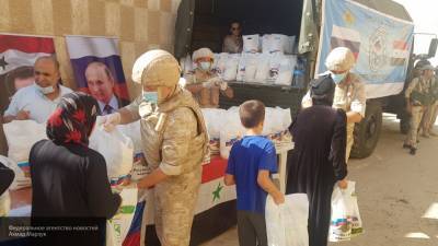Жители сирийской провинции Дамаск получили 440 продуктовых наборов от РФ