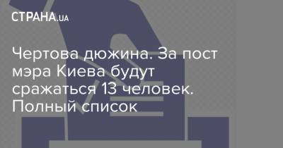 Чертова дюжина. За пост мэра Киева будут сражаться 13 человек. Полный список