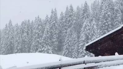 Швейцарские Альпы завалило снегом