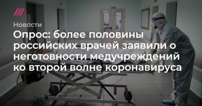 Опрос: более половины российских врачей заявили о неготовности медучреждений ко второй волне коронавируса