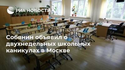 Собянин объявил о двухнедельных школьных каникулах в Москве