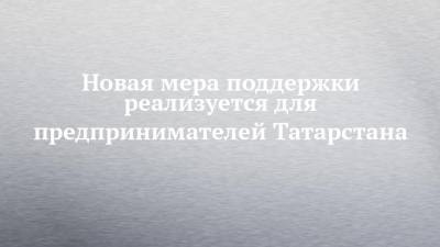 Новая мера поддержки реализуется для предпринимателей Татарстана