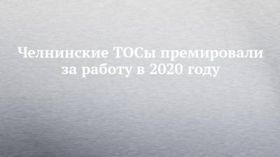 Челнинские ТОСы премировали за работу в 2020 году