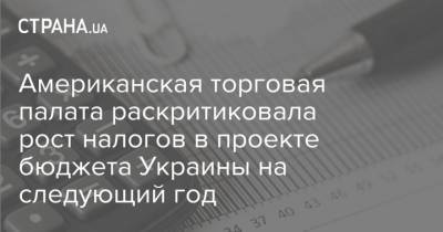 Американская торговая палата раскритиковала рост налогов в проекте бюджета Украины на следующий год
