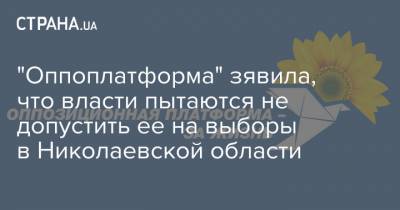 "Оппоплатформа" зявила, что власти пытаются не допустить ее на выборы в Николаевской области
