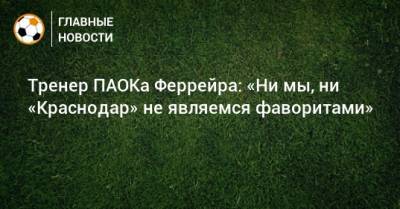 Тренер ПАОКа Феррейра: «Ни мы, ни «Краснодар» не являемся фаворитами»