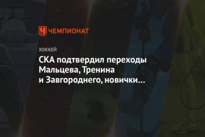 СКА подтвердил переходы Мальцева, Тренина и Завгороднего, новички определились с номерами