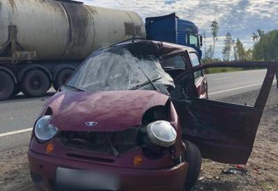 Женщина пострадала, выехав на Daewoo Matiz под грузовик MAN на М10 в Тверской области
