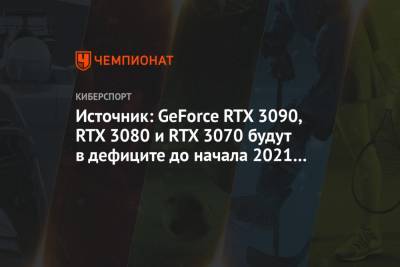 Источник: GeForce RTX 3090, RTX 3080 и RTX 3070 будут в дефиците до начала 2021 года