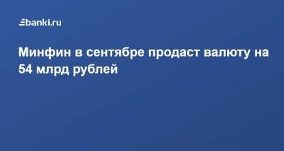 Минфин в сентябре продаст валюту на 54 млрд рублей