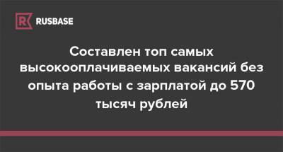 Составлен топ самых высокооплачиваемых вакансий без опыта работы с зарплатой до 570 тысяч рублей