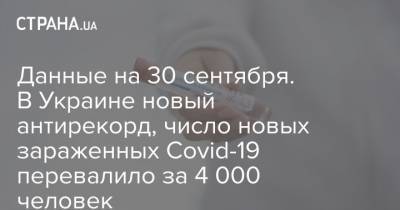 Данные на 30 сентября. В Украине новый антирекорд, число новых зараженных Covid-19 перевалило за 4 000 человек