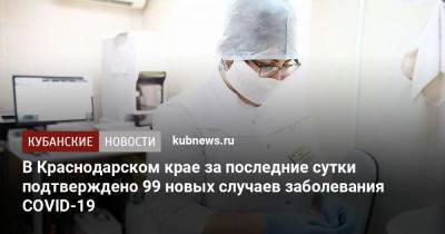 В Краснодарском крае за последние сутки подтверждено 99 новых случаев заболевания COVID-19