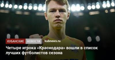 Четыре игрока «Краснодара» вошли в список лучших футболистов сезона