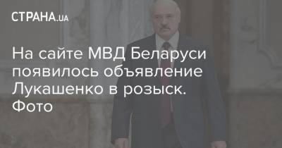 На сайте МВД Беларуси появилось объявление Лукашенко в розыск. Фото