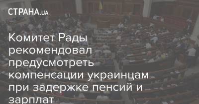 Комитет Рады рекомендовал предусмотреть компенсации украинцам при задержке пенсий и зарплат