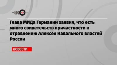 Глава МИДа Германии заявил, что есть много свидетельств причастности к отравлению Алексея Навального властей России
