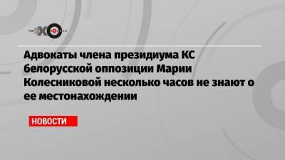 Адвокаты члена президиума КС белорусской оппозиции Марии Колесниковой несколько часов не знают о ее местонахождении