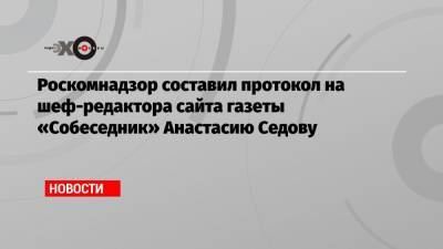 Роскомнадзор составил протокол на шеф-редактора сайта газеты «Собеседник» Анастасию Седову