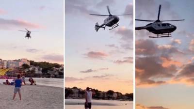 На Майорке полицейский вертолет разогнал отдыхающих на пляже