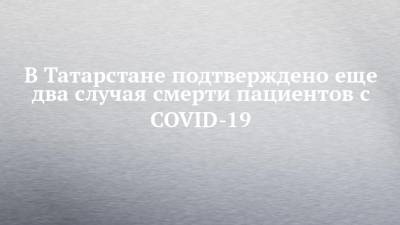 В Татарстане подтверждено еще два случая смерти пациентов с COVID-19