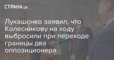 Лукашенко заявил, что Колесникову на ходу выбросили при переходе границы два оппозиционера