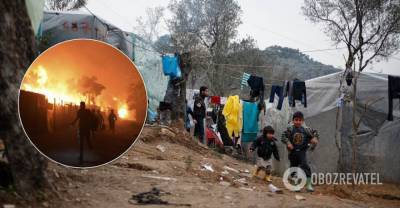 В Греции пожар охватил лагерь для мигрантов с больными COVID-19. Фото