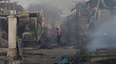 Крупный пожар вспыхнул в лагере мигрантов на греческом острове