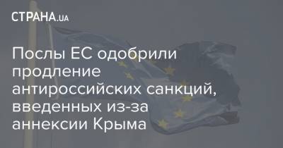 Послы ЕС одобрили продление антироссийских санкций, введенных из-за аннексии Крыма