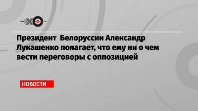 Президент Белоруссии Александр Лукашенко полагает, что ему ни о чем вести переговоры с оппозицией
