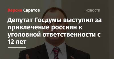 Депутат Госдумы выступил за привлечение россиян к уголовной ответственности с 12 лет