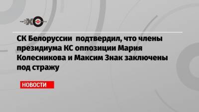 СК Белоруссии подтвердил, что члены президиума КС оппозиции Мария Колесникова и Максим Знак заключены под стражу