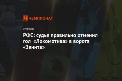 РФС: судья правильно отменил гол «Локомотива» в ворота «Зенита»