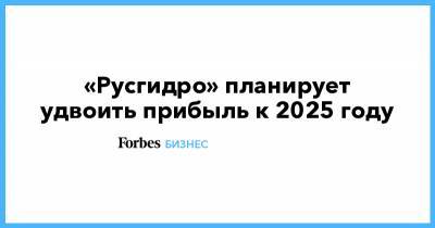 «Русгидро» планирует удвоить прибыль к 2025 году - forbes.ru