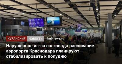 Нарушенное из-за снегопада расписание аэропорта Краснодара планируют стабилизировать к полудню