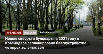 Новые скверы и бульвары: в 2021 году в Краснодаре запланировано благоустройство четырех зеленых зон