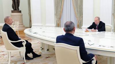 Пресс-конференция по итогам переговоров Путина, Пашиняна и Алиева по Карабаху