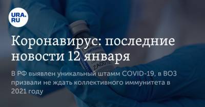 Коронавирус: последние новости 12 января. В РФ выявлен уникальный штамм COVID-19, в ВОЗ призвали не ждать коллективного иммунитета в 2021 году