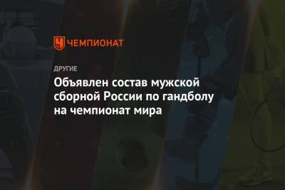 Объявлен состав мужской сборной России по гандболу на чемпионат мира
