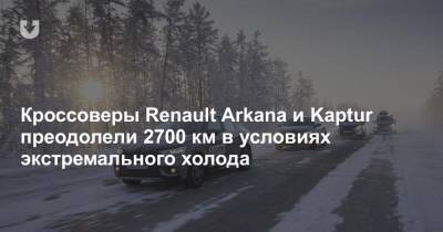 Кроссоверы Renault Arkana и Kaptur преодолели 2700 км в условиях экстремального холода