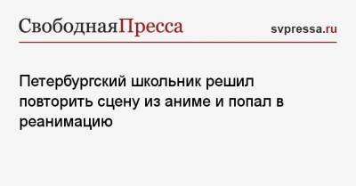 Петербургский школьник решил повторить сцену из аниме и попал в реанимацию